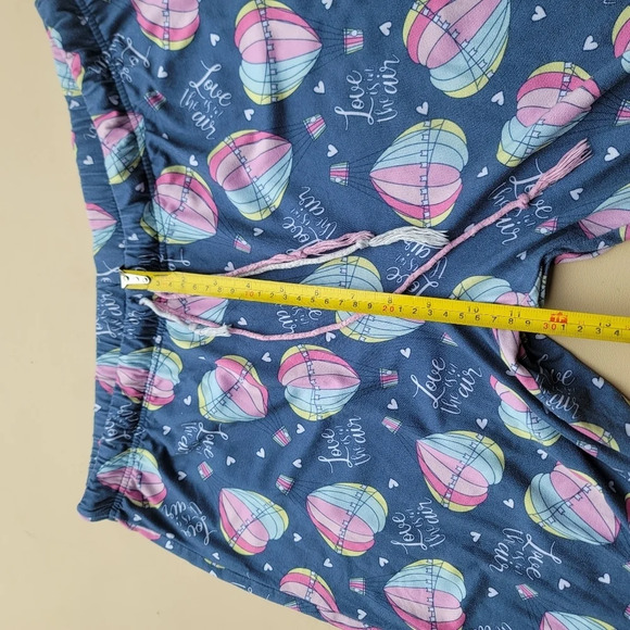 Briefly Stated Women’s Hot Air Balloon Love  Jogger Sleep Pants Blue L (12/14) - Picture 7 of 9